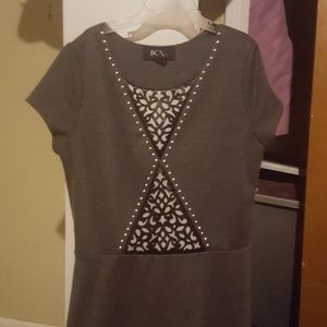 Grey dress with lace like designs